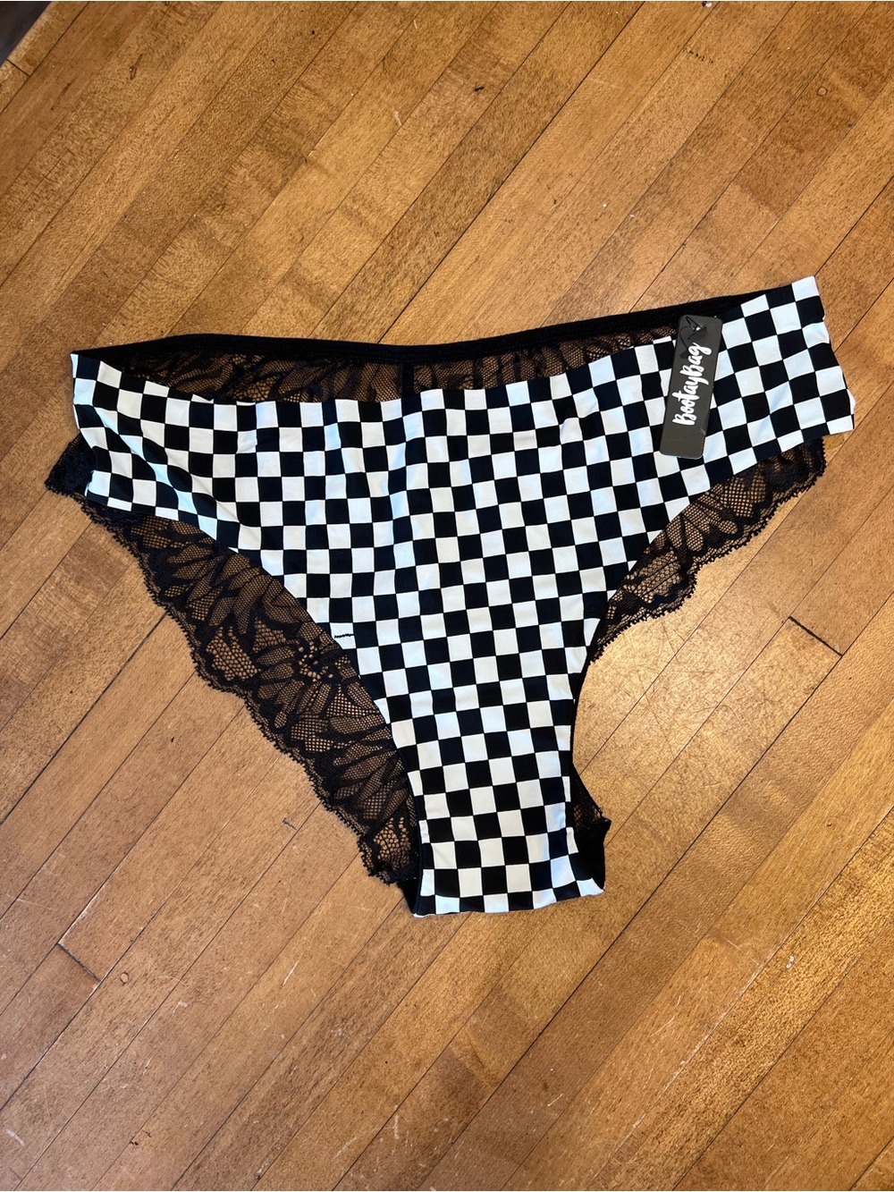 NWT Bootaybag Checkered Lace Bikini Briefs